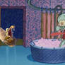Scrat drops by at Squidward's house