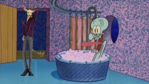 Melon drops by at Squidward's house