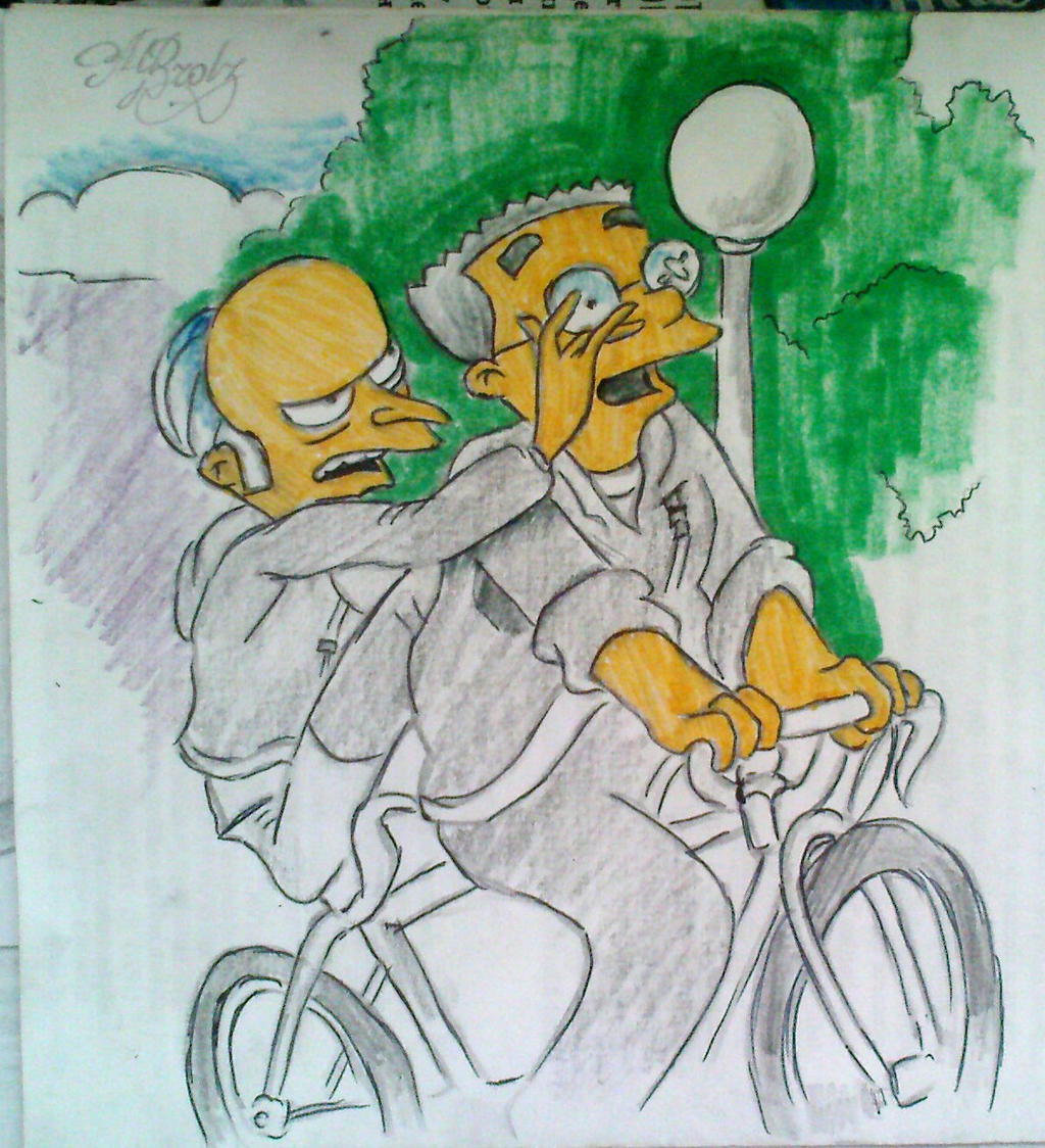 Mr Burns and Smithers on the bike