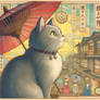 Japanese Giant cat Ghibli style poster