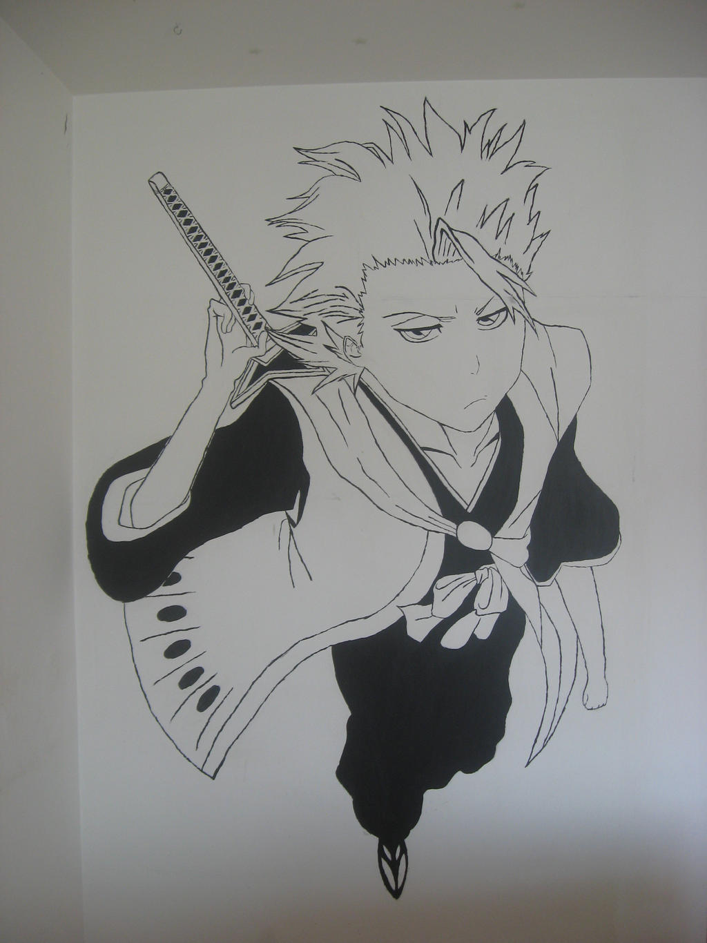 Toshiro Hitsugaya (line-art, wall painting)