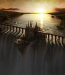 Waterfall Castle matte art by fstarno