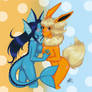 Vaporeon and Flareon Pokegirls