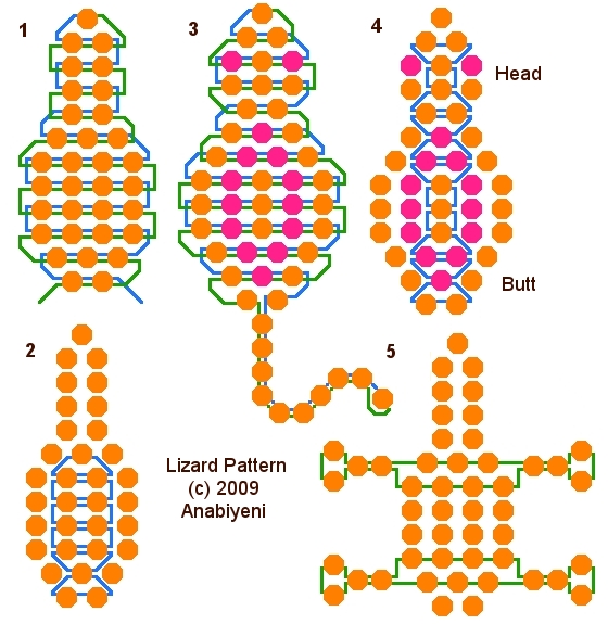 3D beaded lizard instructions