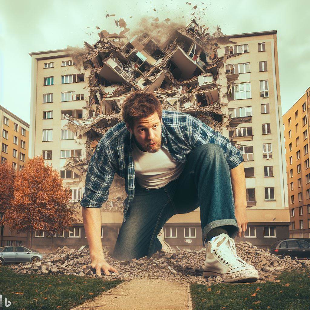 Tumbled Out Climbing out of a collapsing building by Potsticker215 on DeviantArt