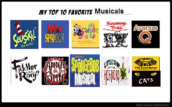 Known Musicals Top 10 favorite musicals list by JacobDSProductions on DeviantArt