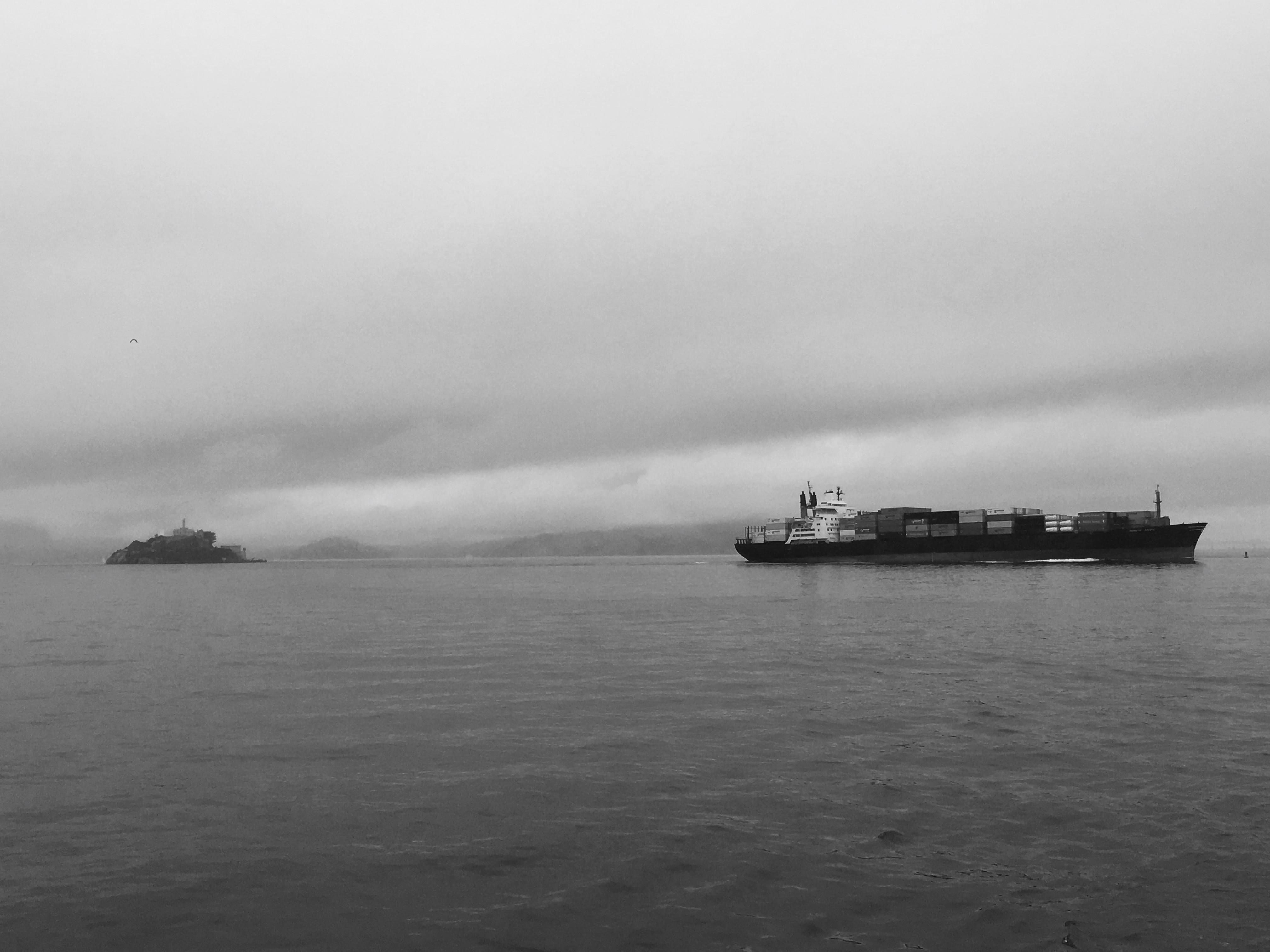 Alcatraz and Container Ship