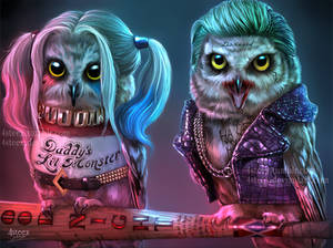 Suicowl Squad - Joker owl and Owly Quinn