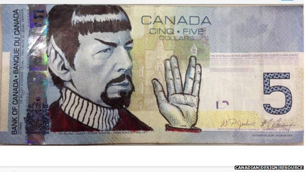 Spocking the Canadian 5 Dollar Bill