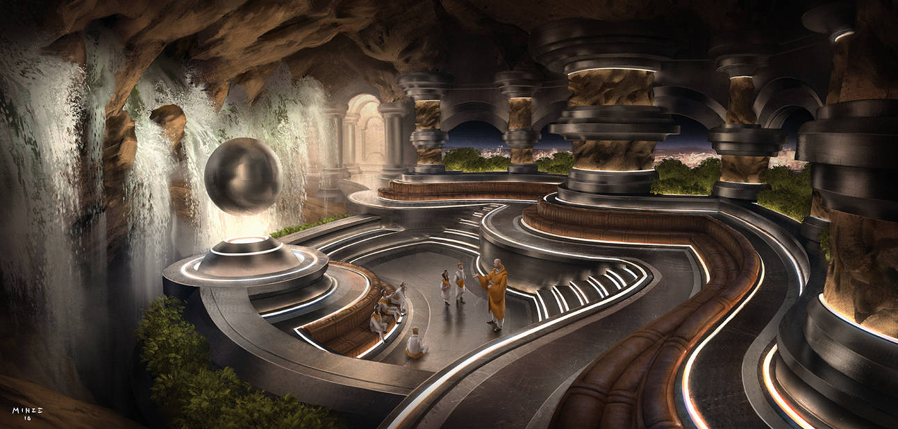 SciFi Waterfall Cave Room by ATArts