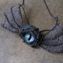 Wire Wrap Of Dragon's Wing - Teal Smoke Eye Brooch