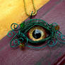 Wire Wrap - Evil Eye Dragon Green Gold Bronze