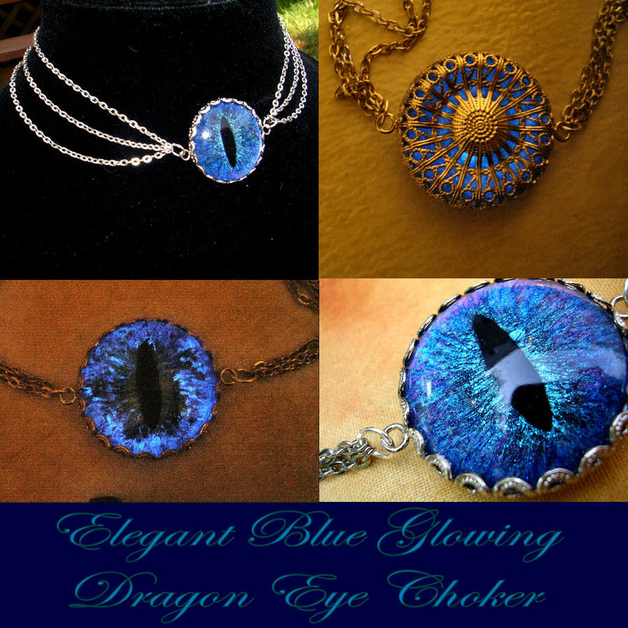 Elegance - Glow Blue Dragon Evil Eye Charm Choker