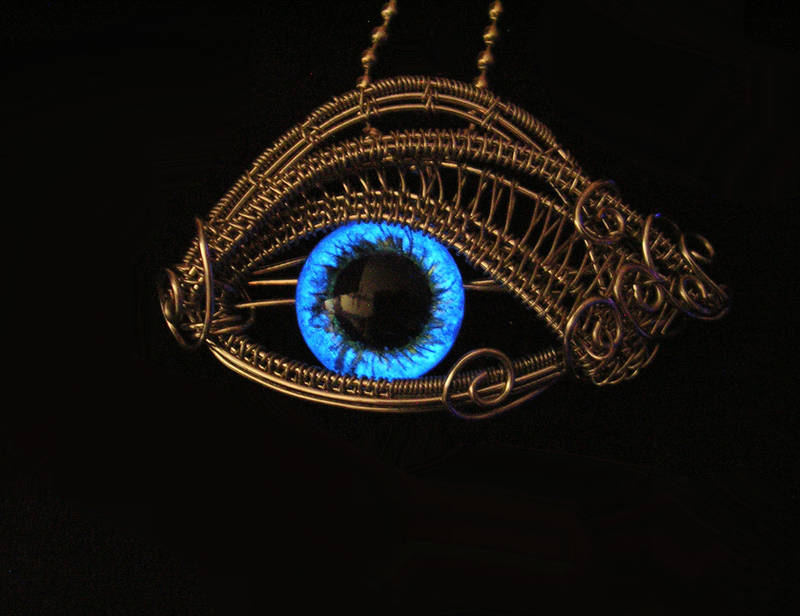 Glow Blue - Cerulean Silver Eye Pendant by LadyPirotessa