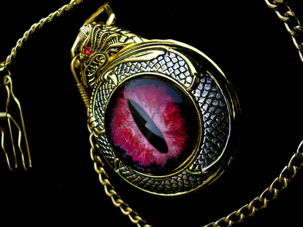 Dragon's Slave - Pocket Watch Red Burgundy Gold by LadyPirotessa