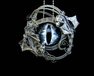 Yin Yang - Double Dragon Pendant brooch - Night