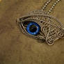 Custom - Glow Blue - Cerulean Silver Eye Pendant