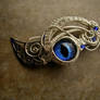 Custom Barrette - Sapphire Blue Dragon Eye Leaves