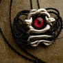Medusa Charm - Silver Black - Red Slit Pupil Eye