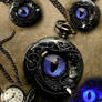 Black Pewter - Violet Dragon Eye Pocket Watch Time