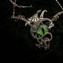 Green Eye Dragon Choker Necklace - Pewter Forest