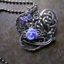 Celtic Lavender Rose Heart - Wire Wrapped Pendant