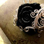 Black Rose - Wrapped in Silver Coated wire