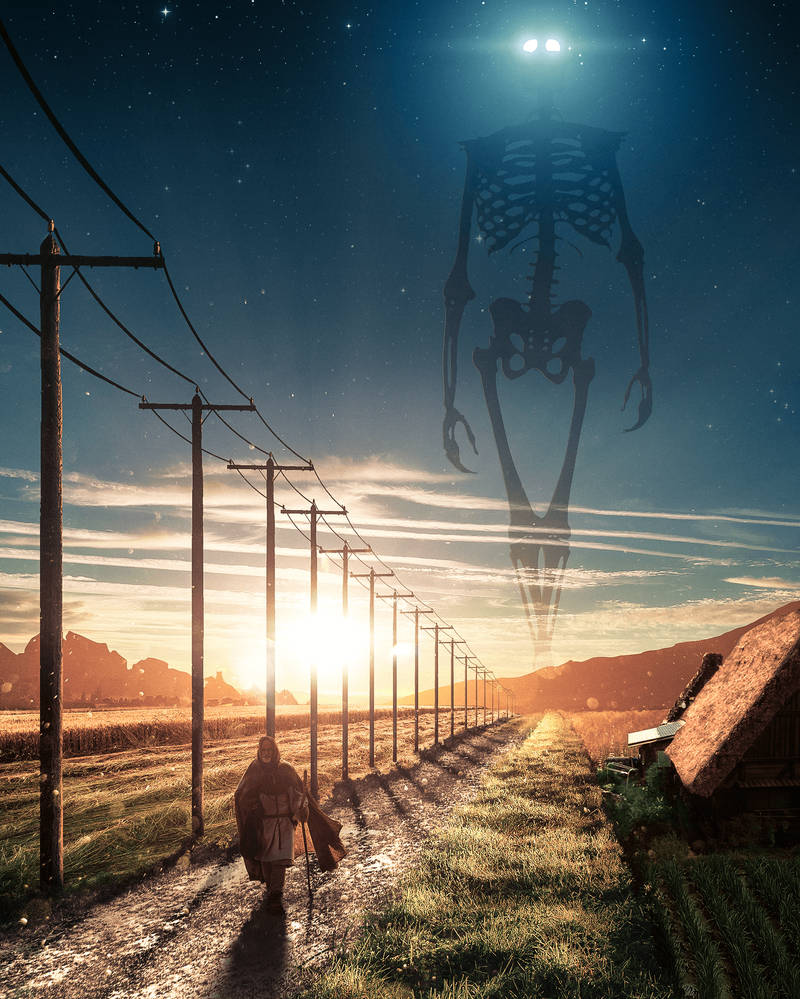 Giant skeleton monster in rural area by SidneyLaruel on DeviantArt