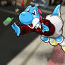 Cyan Yoshi Stumbles