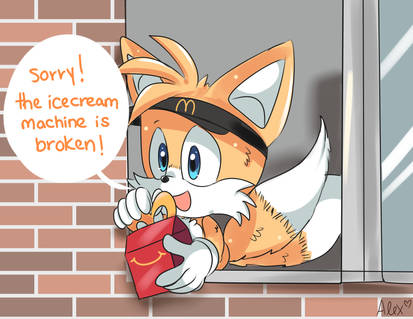 even Tails can't fix the ice cream machine :3