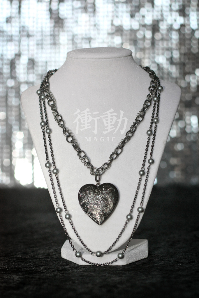 Gunmetal Heart Locket Necklace