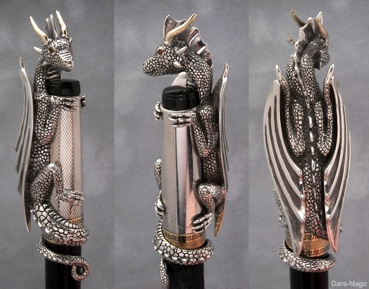 Sterling silver - 14k gold - Dragon 'Pen Topper'