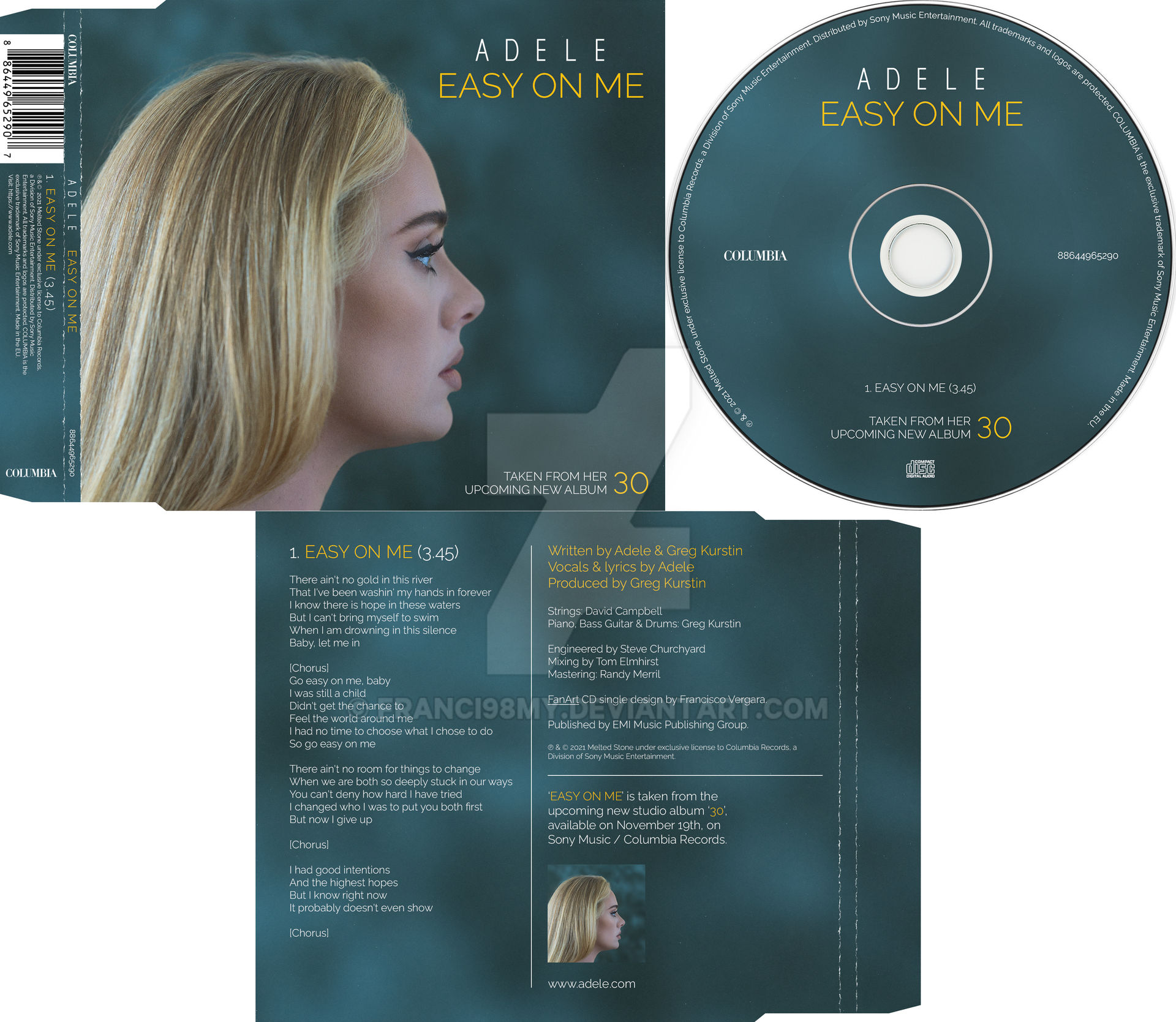 Adele - Easy on Me - CD Single Fan Design (Ver. 1) by Franci98my on  DeviantArt
