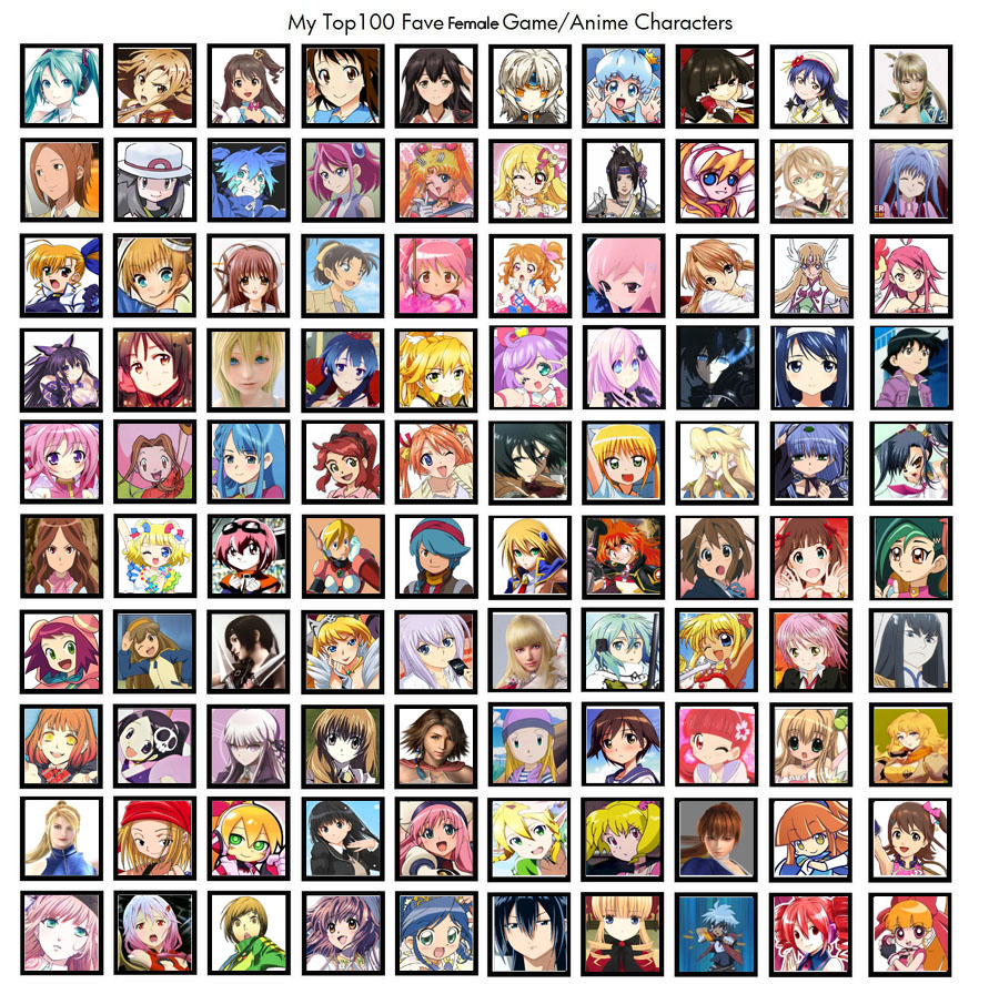 Top 100 Fav Female Games/Anime Characters by amychen803 on DeviantArt