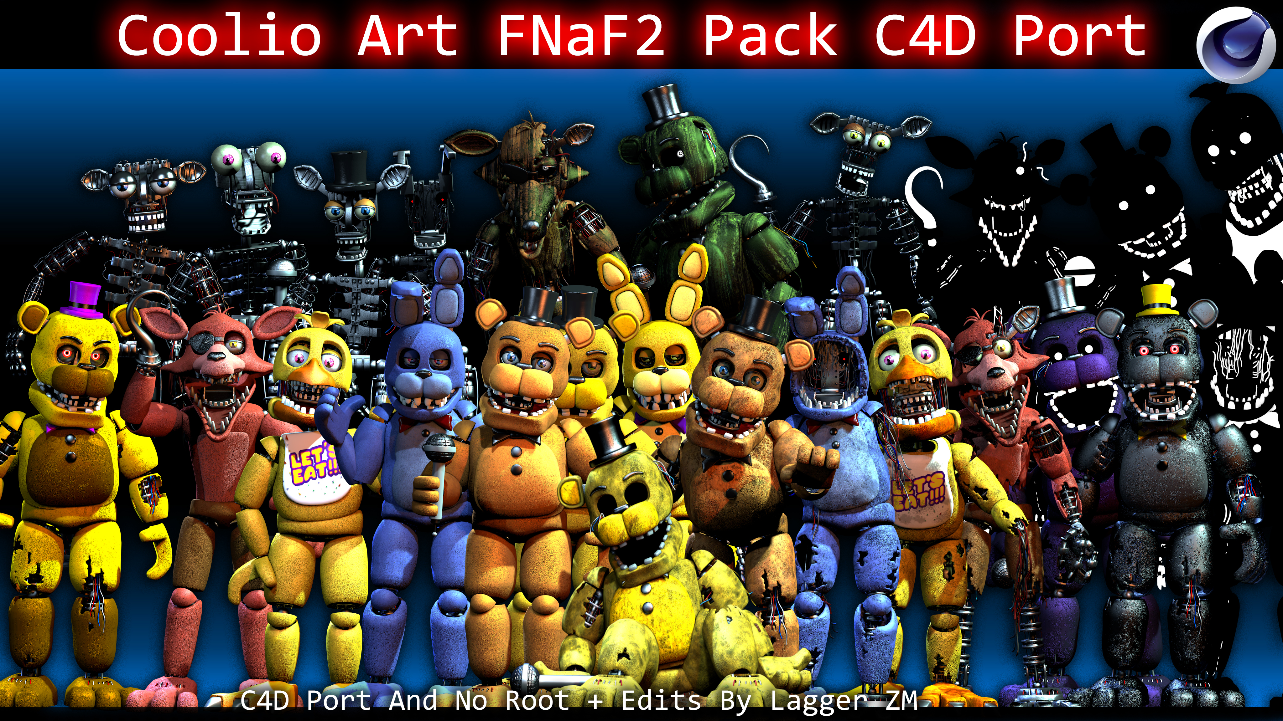𝔸lex Bonilma on X: (C4D)FNAF 2 Pack Release - - After 6 months, today I  bring you this pack of models. I hope you enjoy. Sorry for the inactivity.  Model by: Scott/SWS/Illumix