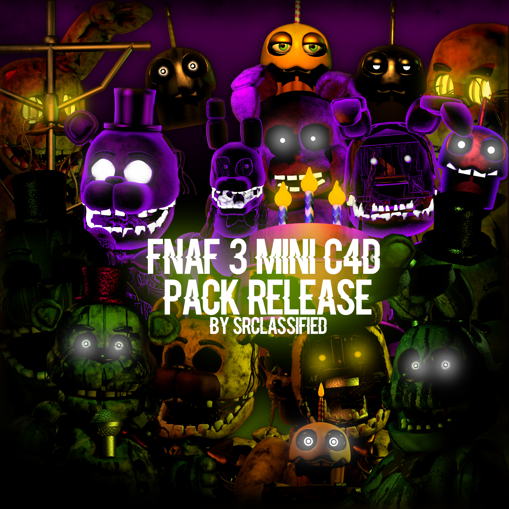 C4D/FNaF] FNaF 1, 2, And 3 Map Light Pack