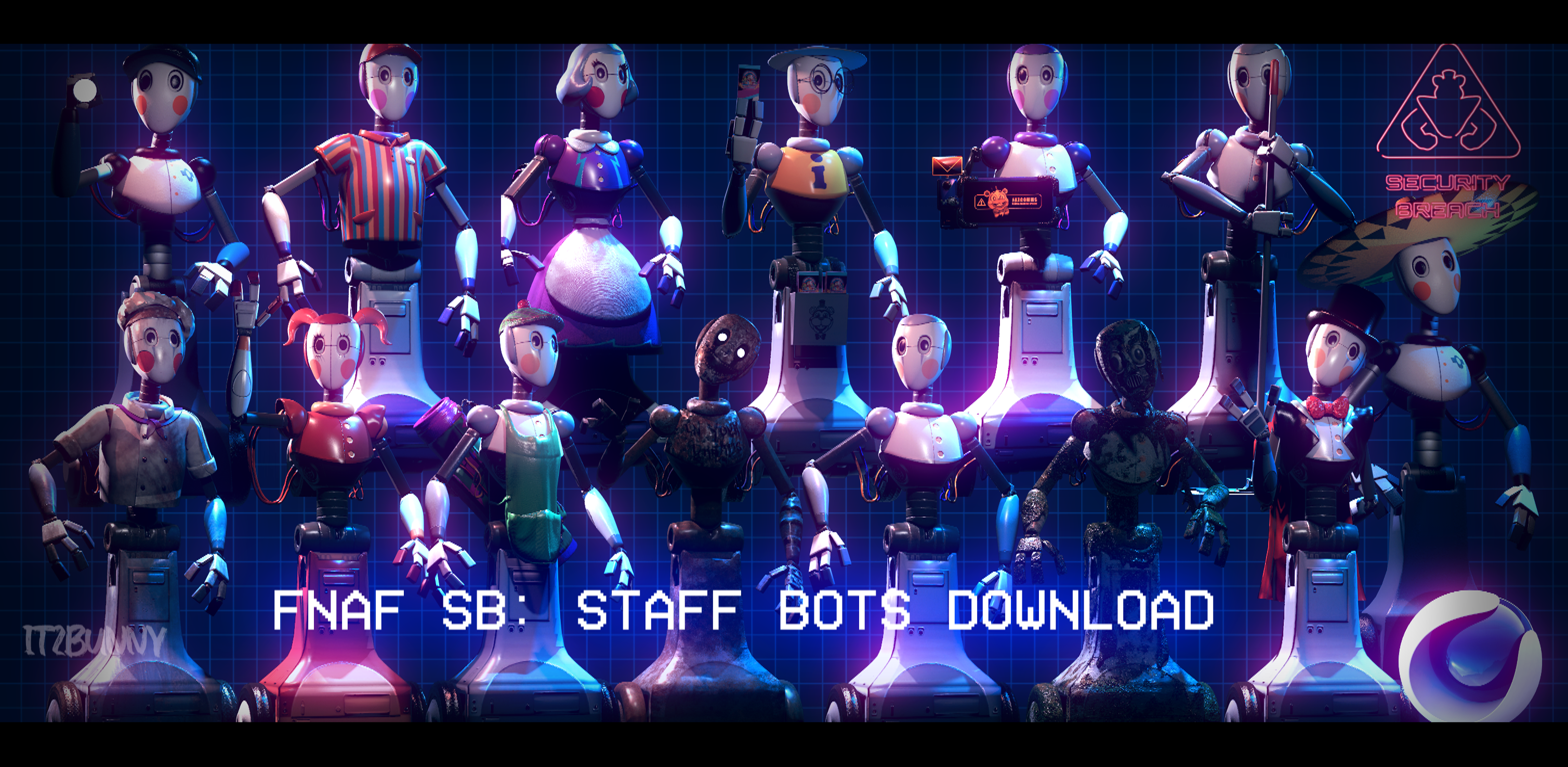 C4D-R19] FNaF SB STAFF Bots C4D Download!! by Bun-Zai on DeviantArt