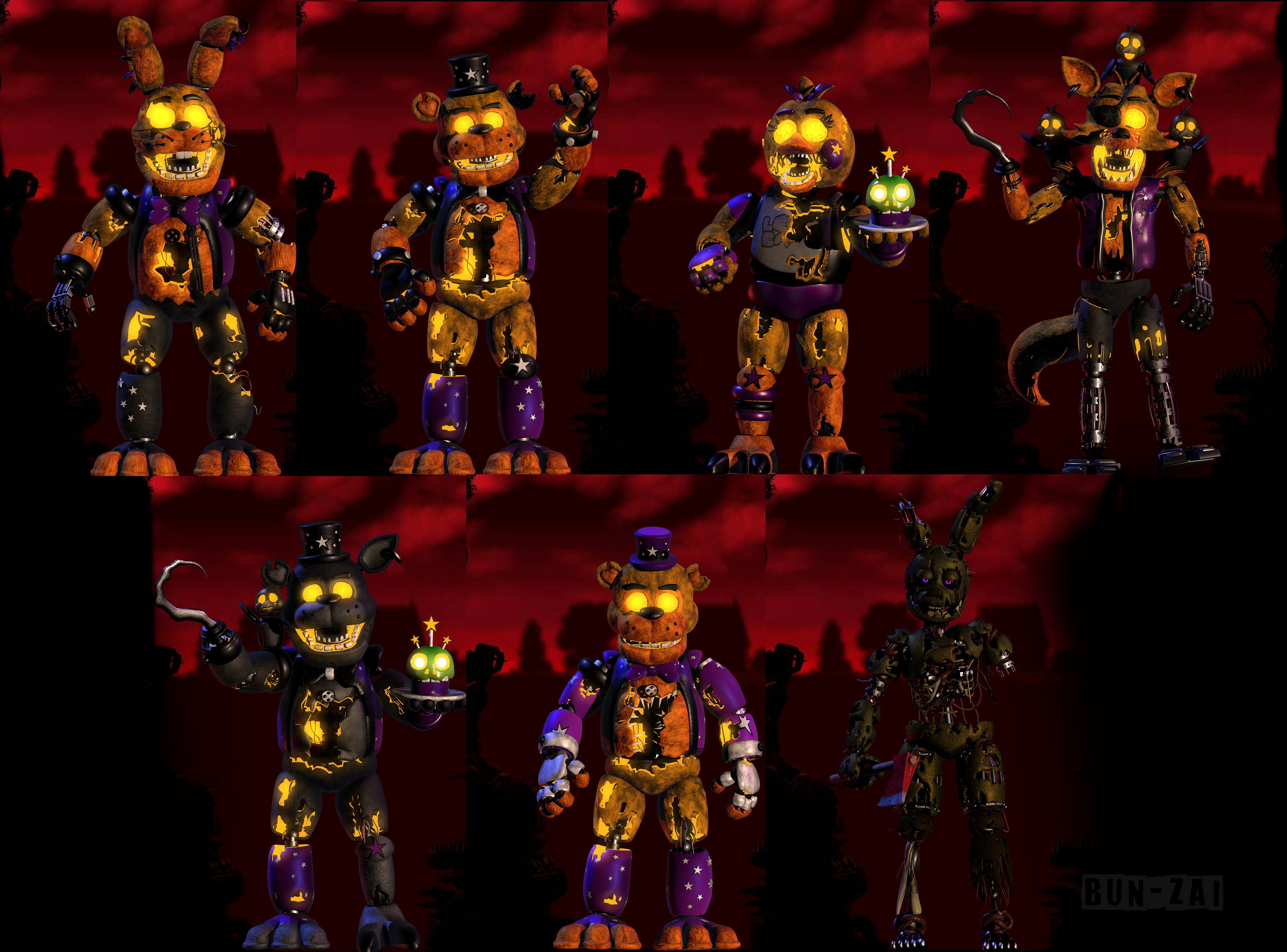 FNAF 4 : SAU ANIMATRONICS by Bunzabloveketchup135 on DeviantArt