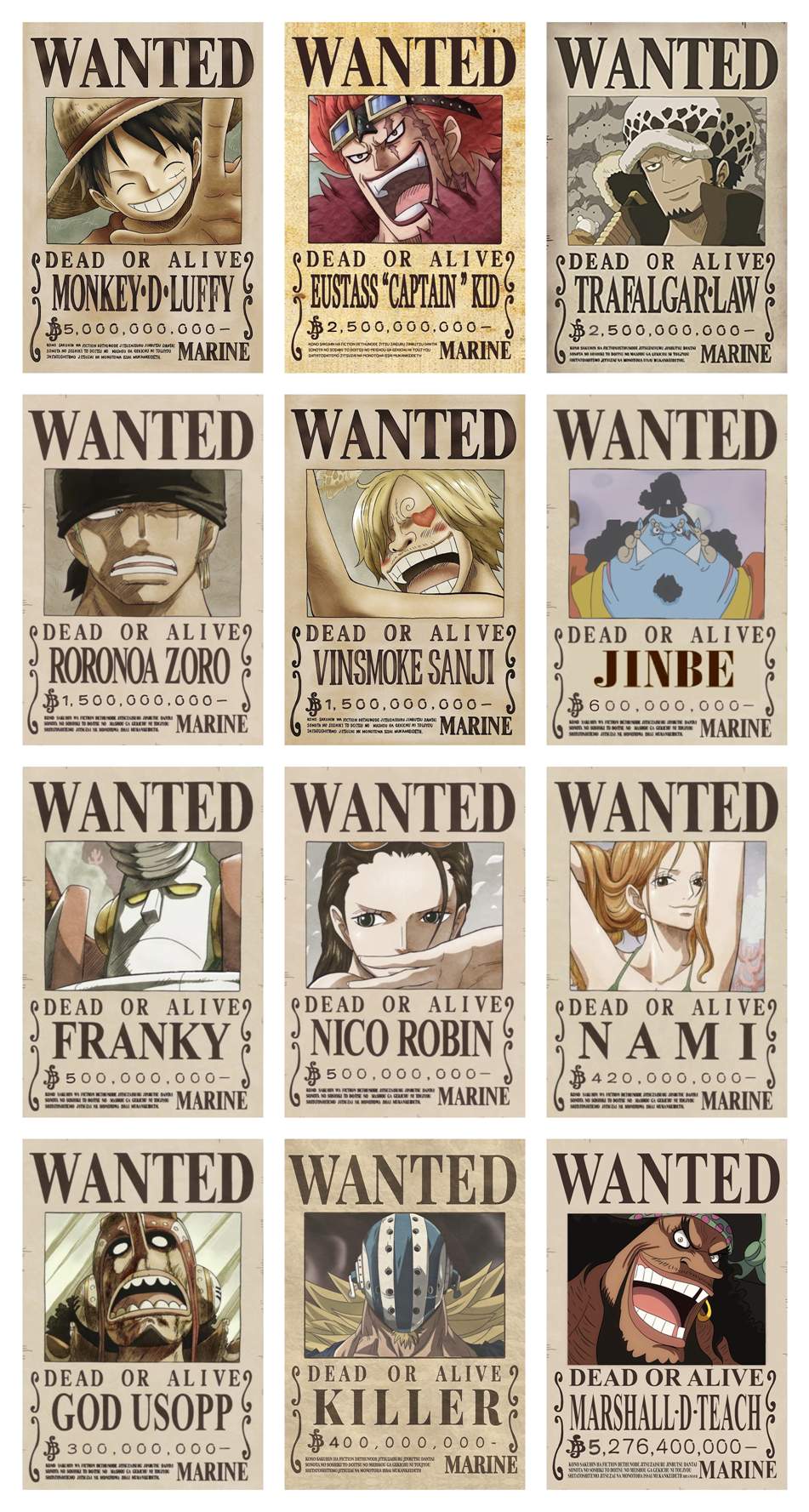 One Piece Wanted Posters