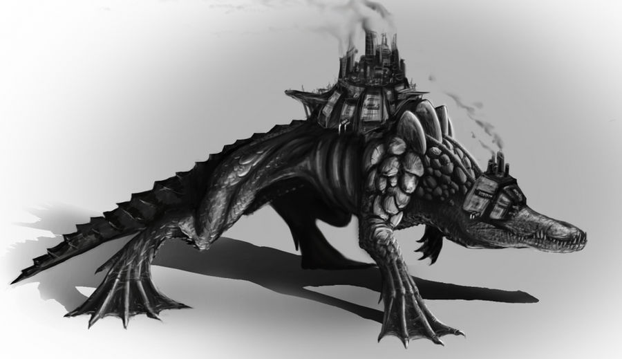 Neptilious Full Body Reptilious the walking city by ZacART on DeviantArt