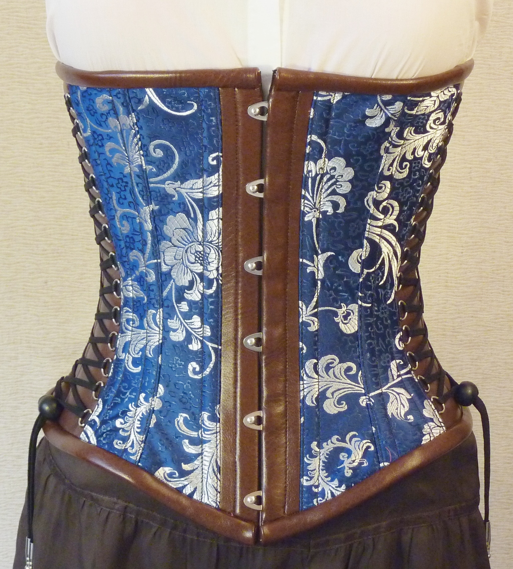 Blue underbust corset front