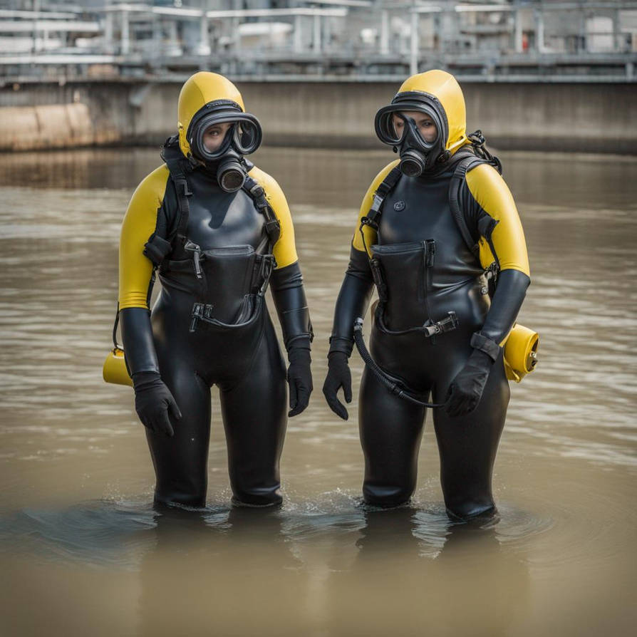 two Hazmat Diver woman in tight rubber drysuit by MASTERCHAOSknight on ...