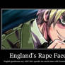 England's rape face