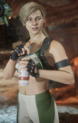 Mortal Kombat 11 - Cassie Cage Having a Drink