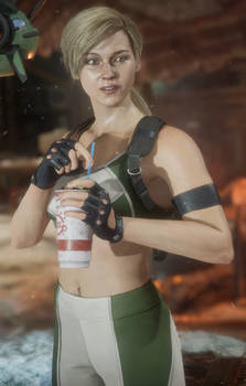 Mortal Kombat 11 - Cassie Cage Having a Drink