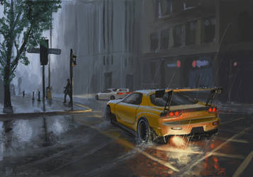 Rx-7 in the rain