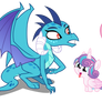 Ember and Fluttershy Babysitting Flurry Heart