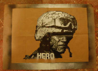 Hero Pixelart stencil.