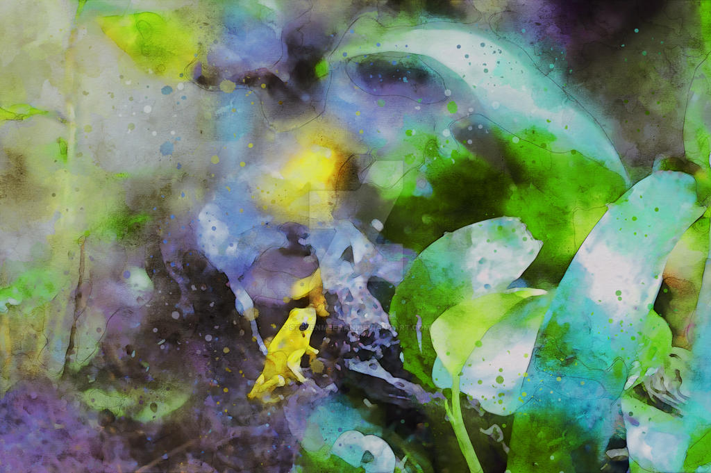 A pair of frogs ascending a vertical surface, clinging and reaching upward together, rendered in watercolor.