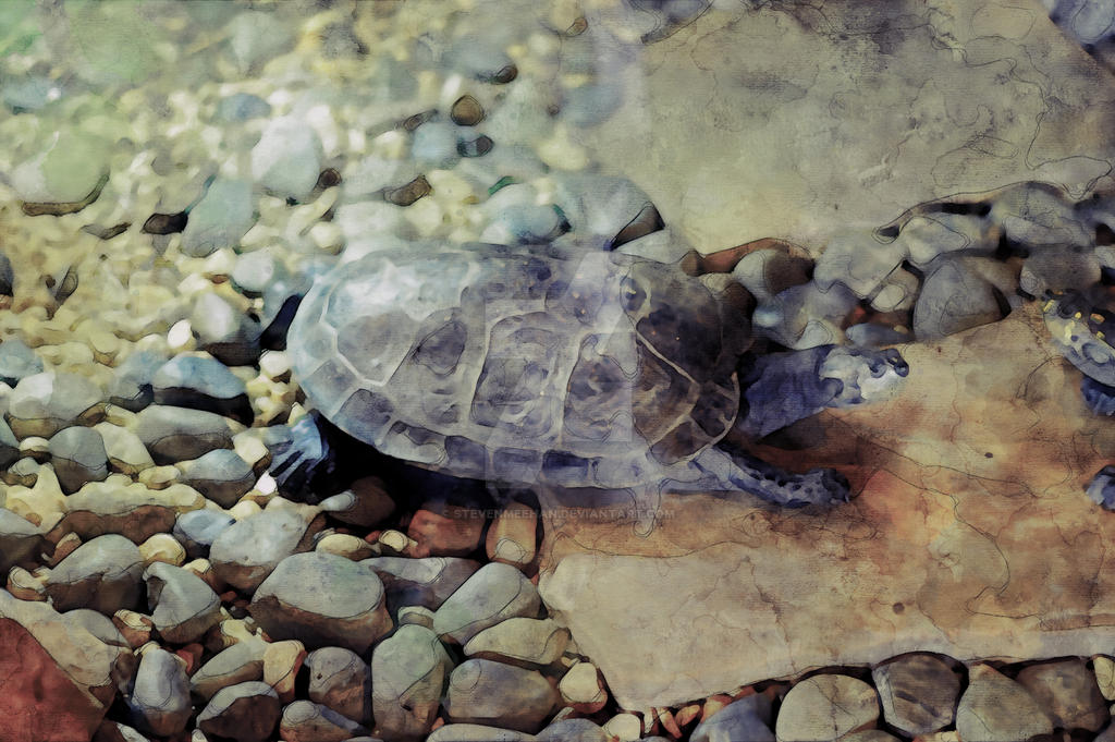 An animal pressing forward with purpose, its posture fixed on a destination ahead, rendered in watercolor.